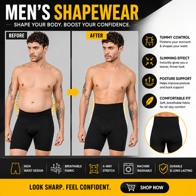 Men's High Waist Tummy Control Shapewear Shorts | Compression Body Shaper | Breathable Stretch Slimming Underwear